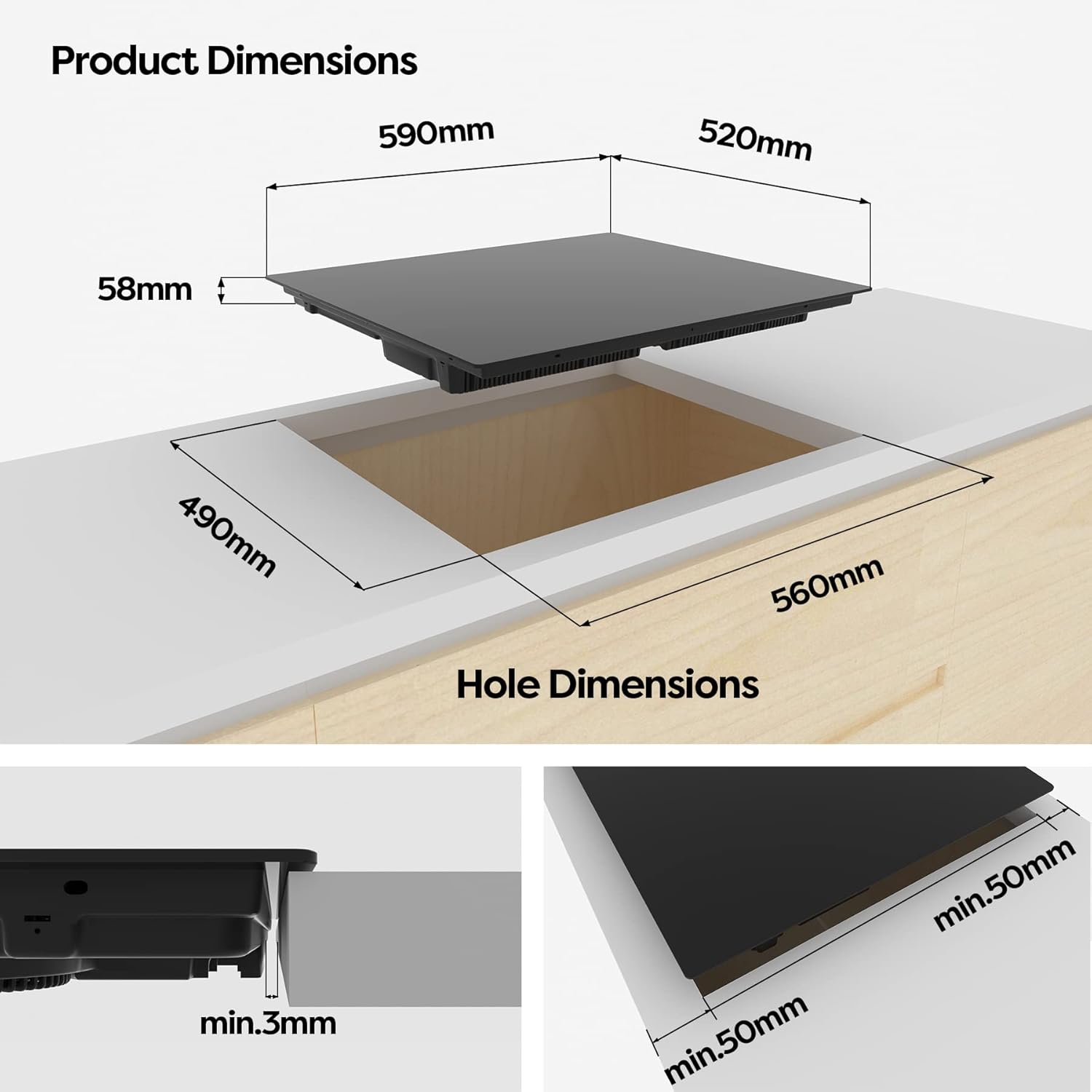 CIARRA CBBIH4B Piano Cottura a Induzione da Incasso a 4 Zone con Power Booster, Controllo Touch, 4 Piastre, 9 Livelli di Potenza, 60 cm (7.200 W)