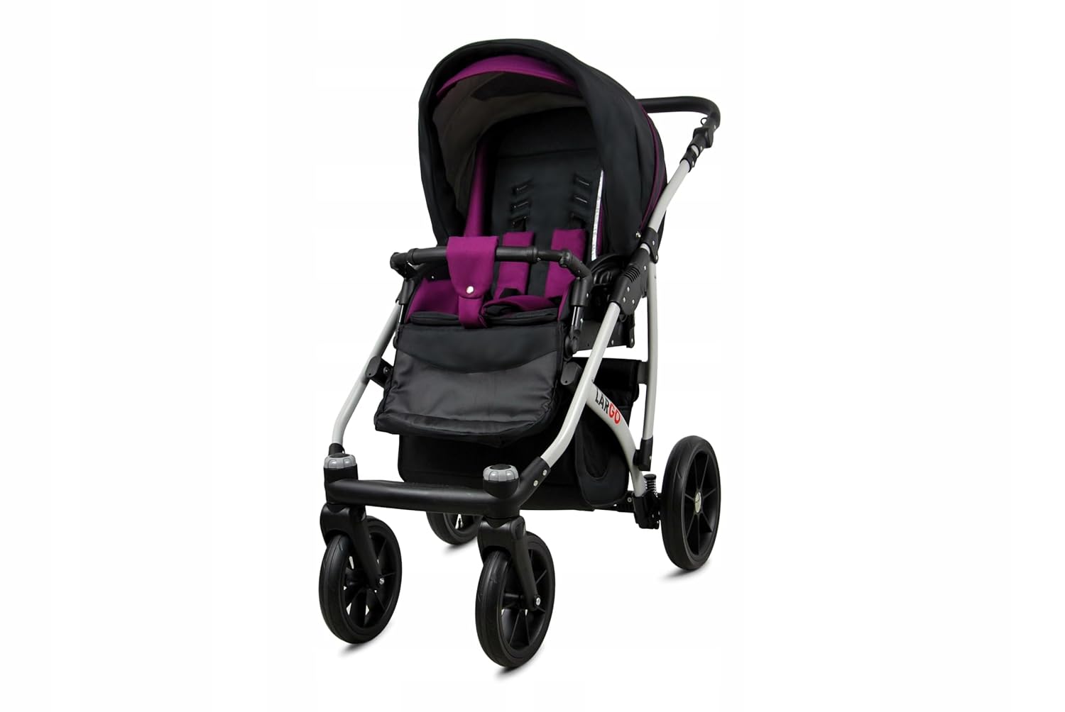 BabyLux Largo 2-in-1 Baby Kinderwagen Tief und Kinderwagen mit Zubehör Verstellbar und faltbar Aluminiumkonstruktion Wasserdicht Nicht abnehmbare Räder Brown Cream White Frame