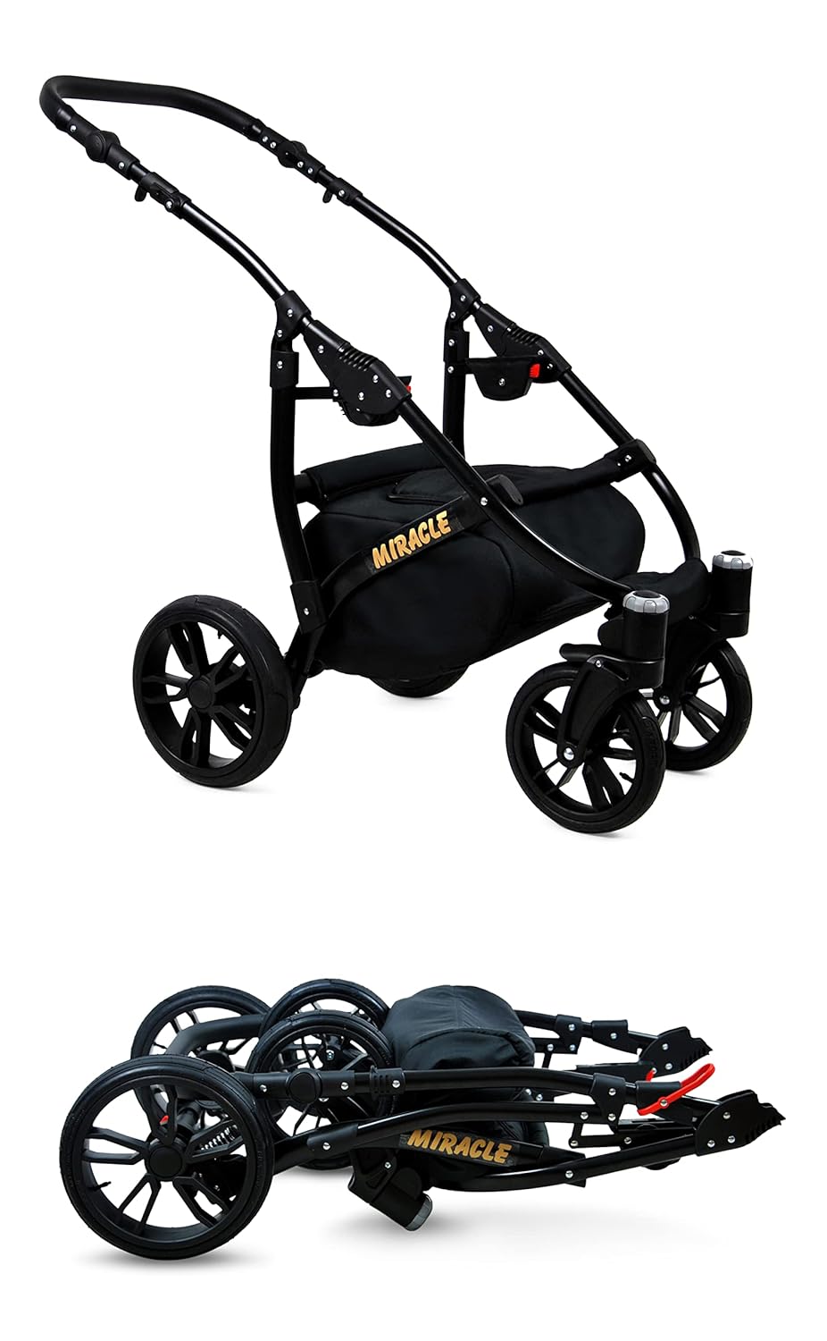 BabyLux® Bambimo Set Passeggino 3 in 1 - Optimal - incl. Navicella, Seduta Passeggino, Seggiolino Auto Ovetto - Seggiolino Auto - Set Passeggino - Passeggino Combinato con Borsa Fasciatoio, Parapioggia ecc.