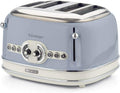 Ariete Vintage 156, 4-Scheiben-Toaster, Retro Toaster mit 6 Toaststufen, Automatischer Auswurf, Auftaufunktion, Herausnehmbares Krümelfach, Gehuse aus Edelstahl, 1600W, Beige