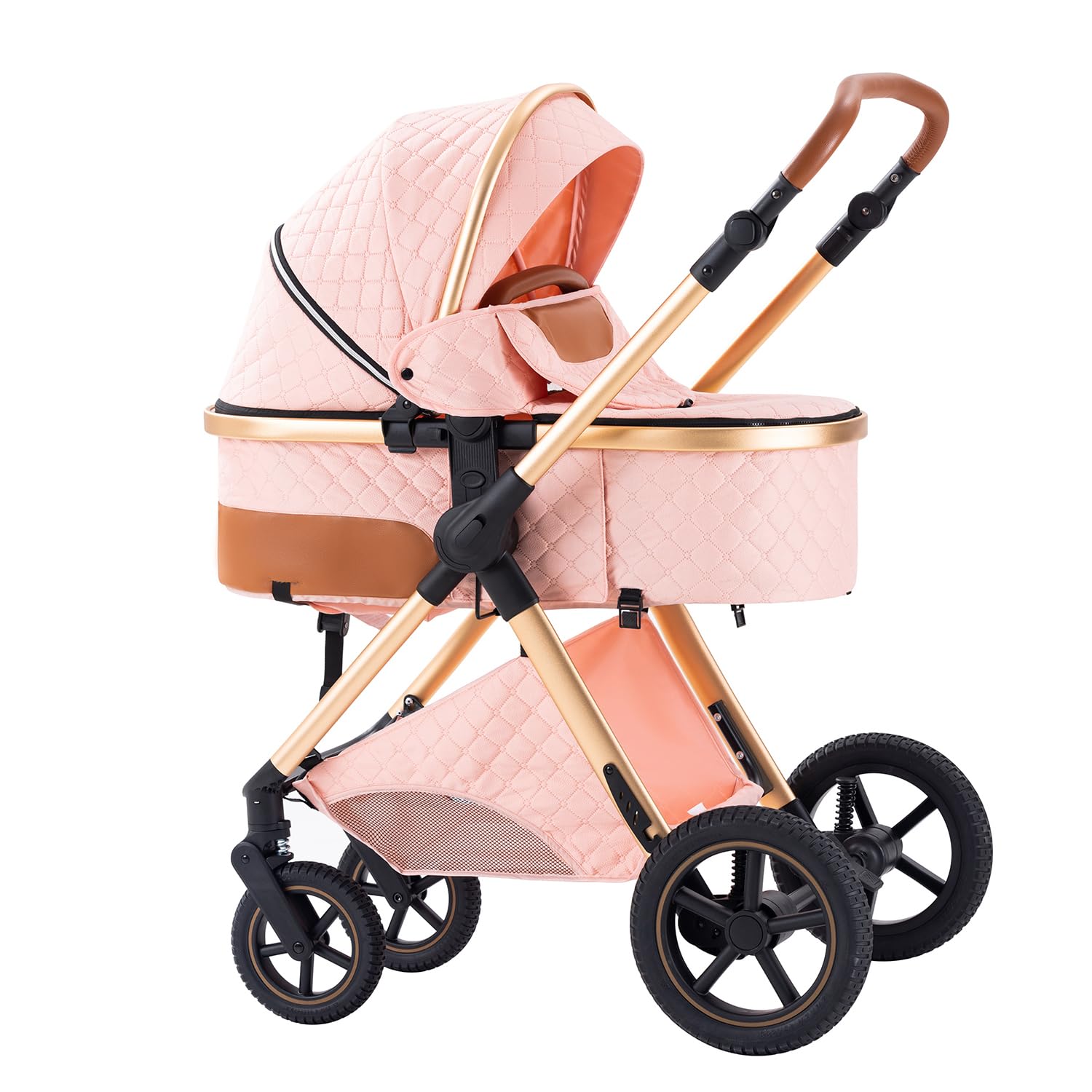 Shineey kinderwagen 3 in 1 Buggy Babybett Komplett Set Einem Klick Zusammenklappbarer Kinderwagen, 3 in 1 KombiKinderwagen Aluminiumrahmen für Neugeborene