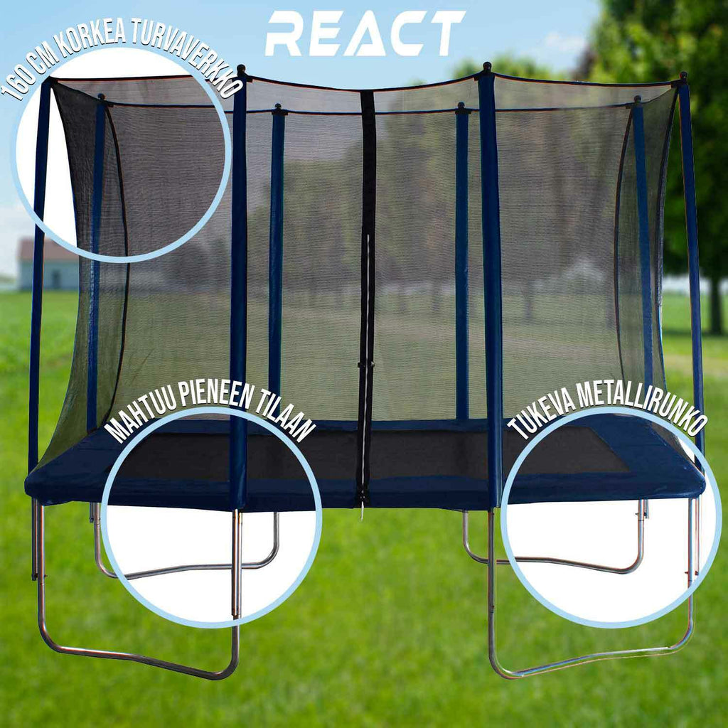 Trampolino rettangolare React 163x216cm con rete di sicurezza