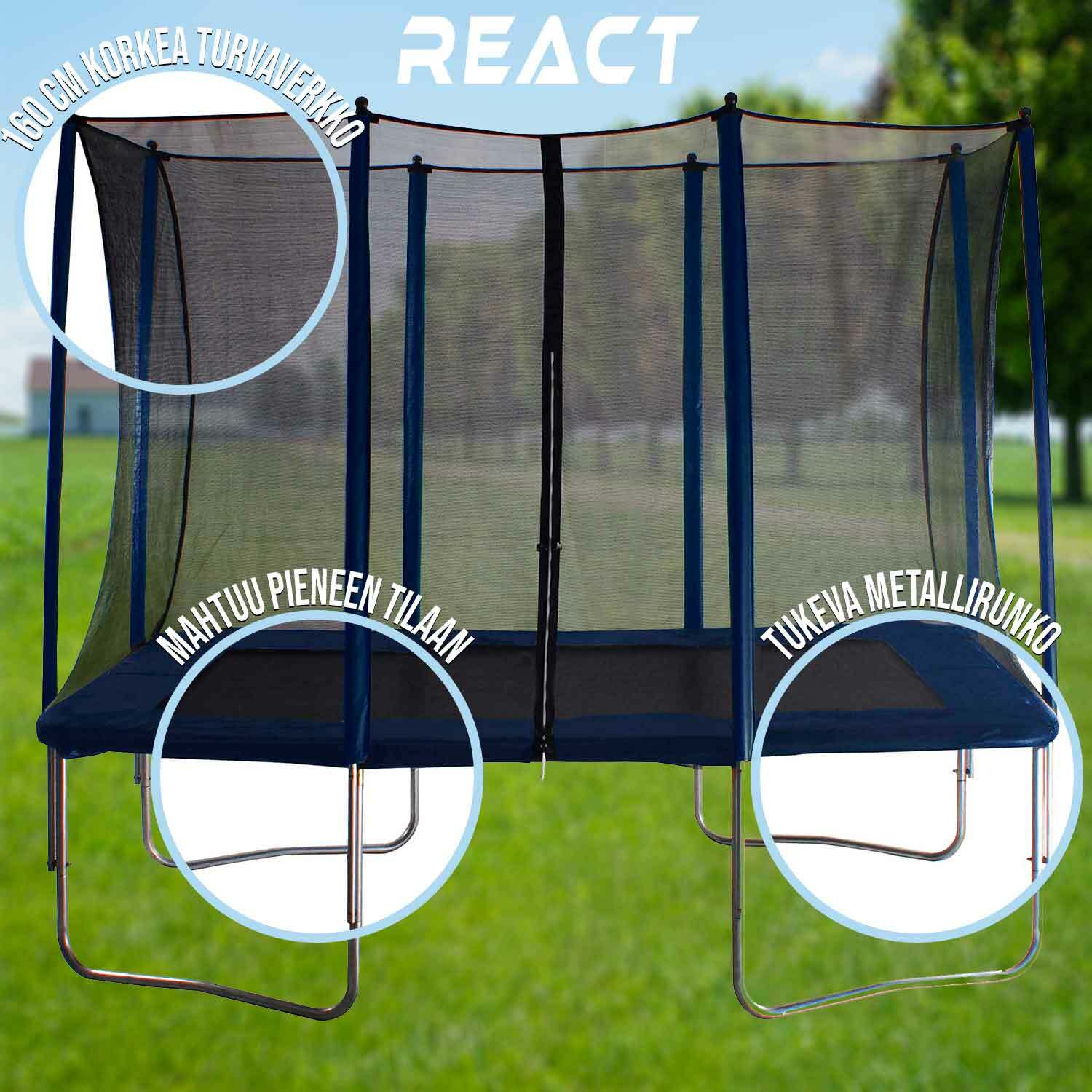 Trampolino rettangolare React 163x216cm con rete di sicurezza