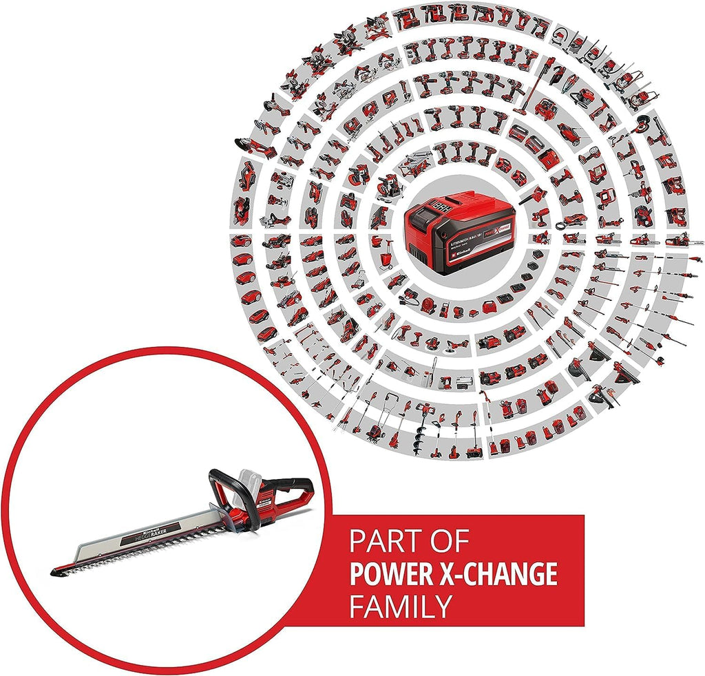Einhell Tagliasiepi a batteria ARCURRA 18/55 Power X-Change (18 V, lunghezza di taglio 55 cm, distanza tra i denti 18 mm, incl. raccoglitore per residui di taglio, impugnatura anteriore sottile, senza batteria)