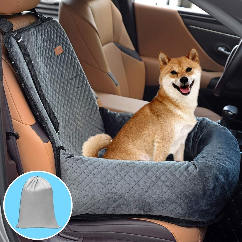 Trasportino da viaggio per auto per animali domestici di piccola, media e grande taglia, per cani/gatti, cuccioli, con parte inferiore antiscivolo e rivestimento lavabile, nero
