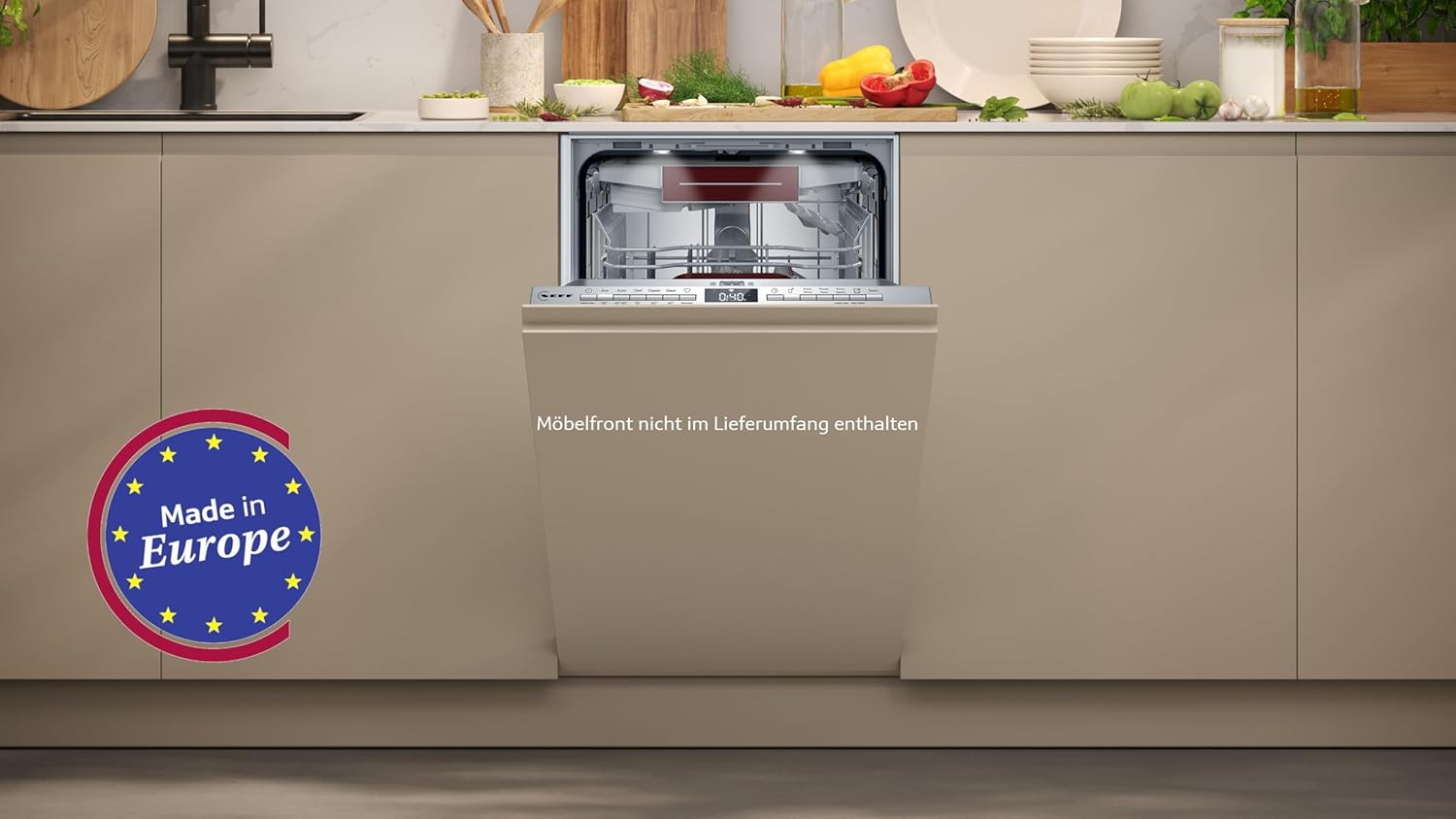 NEFF S157YCX03E, N 70, Lavastoviglie smart a scomparsa totale, 60 cm, cassetto per posate, Made in Germany, Asciugatura Zeolith, lavastoviglie particolarmente silenziosa, cestello superiore regolabile in altezza, forte pressione di spruzzo