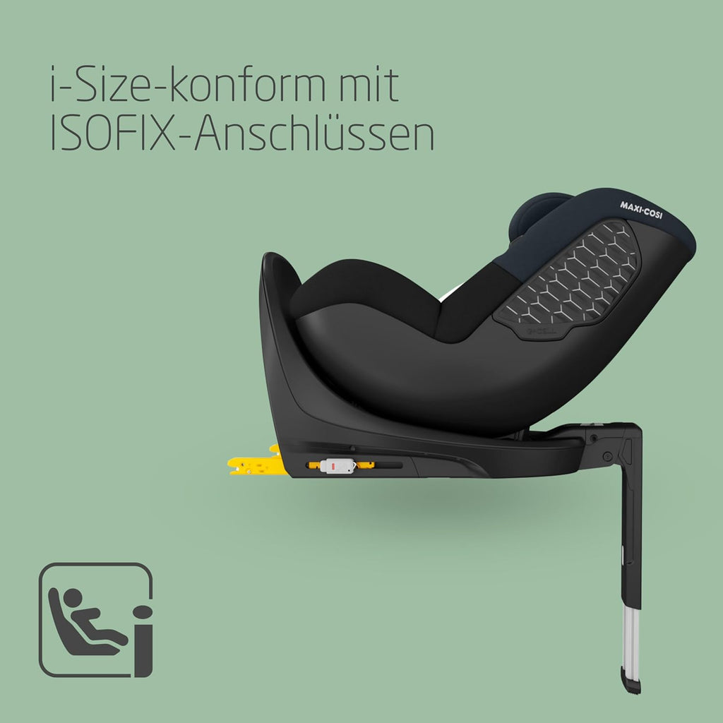 Maxi-Cosi Mica 360 S, Autositz 360 Grad drehbar, 3 Monate– 4 Jahre (61–105 cm), i-Size Baby Autositz, FlexiSpin Drehung, 5 Liegepositionen, G-CELL Schutz, Easy-in Gurthaken, Tonal Graphite