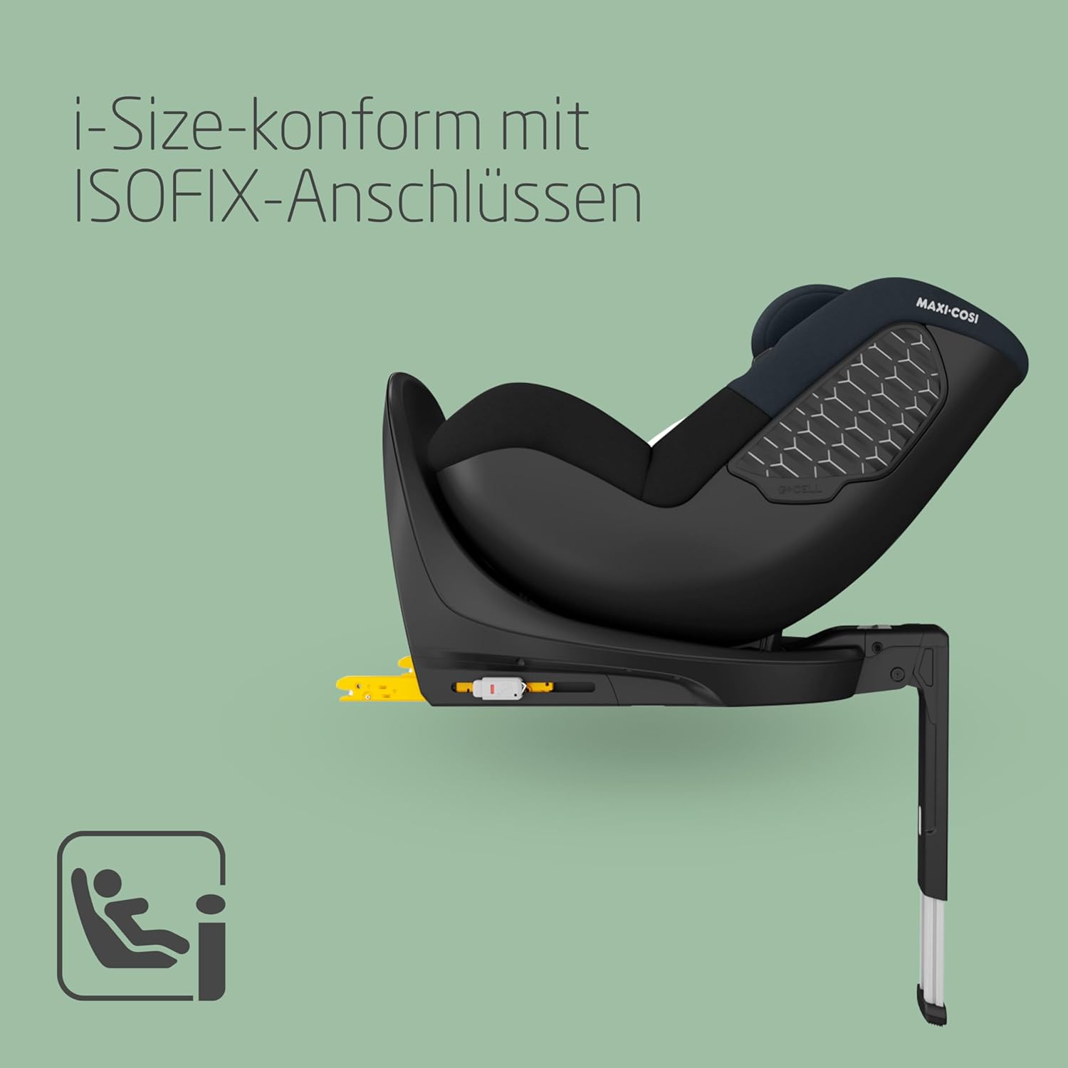 Maxi-Cosi Mica 360 S, Autositz 360 Grad drehbar, 3 Monate– 4 Jahre (61–105 cm), i-Size Baby Autositz, FlexiSpin Drehung, 5 Liegepositionen, G-CELL Schutz, Easy-in Gurthaken, Tonal Graphite