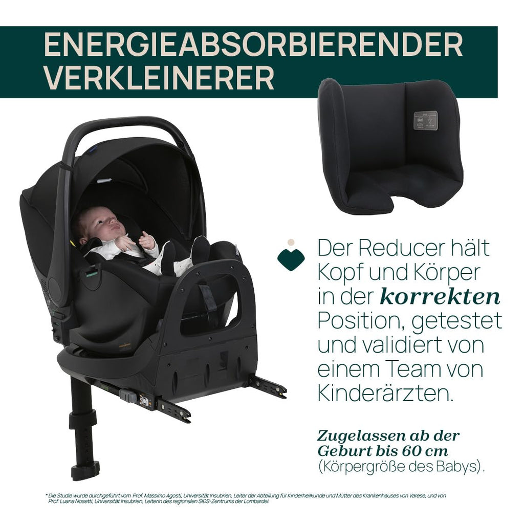 Chicco Kory Essential I-Size Autositz von 40 cm bis 85 cm, Gruppe 0+ für Babys, zugelassen nach ECE R129/03 , einfach zu montieren, 90° drehbar