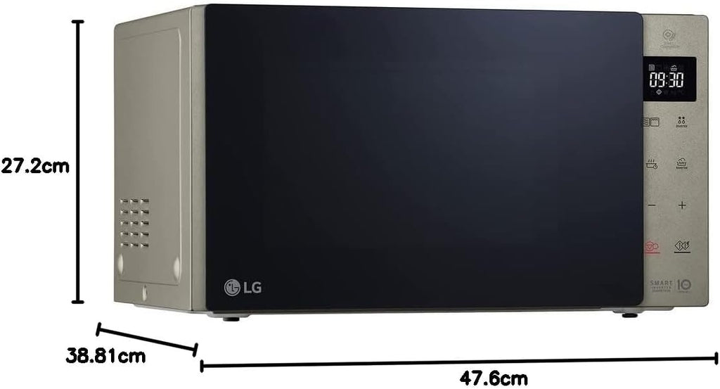 Microonde LG MH6535GIS con tecnologia Inverter e grill al quarzo, capacità 25 litri, 1000 W, programmi automatici, livelli di potenza regolabili per una cottura ottimale e funzione EasyClean, nero