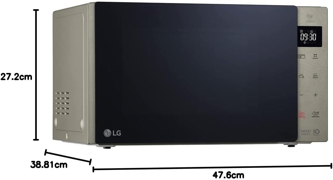 Microonde LG MH6535GIS con tecnologia Inverter e grill al quarzo, capacità 25 litri, 1000 W, programmi automatici, livelli di potenza regolabili per una cottura ottimale e funzione EasyClean, nero