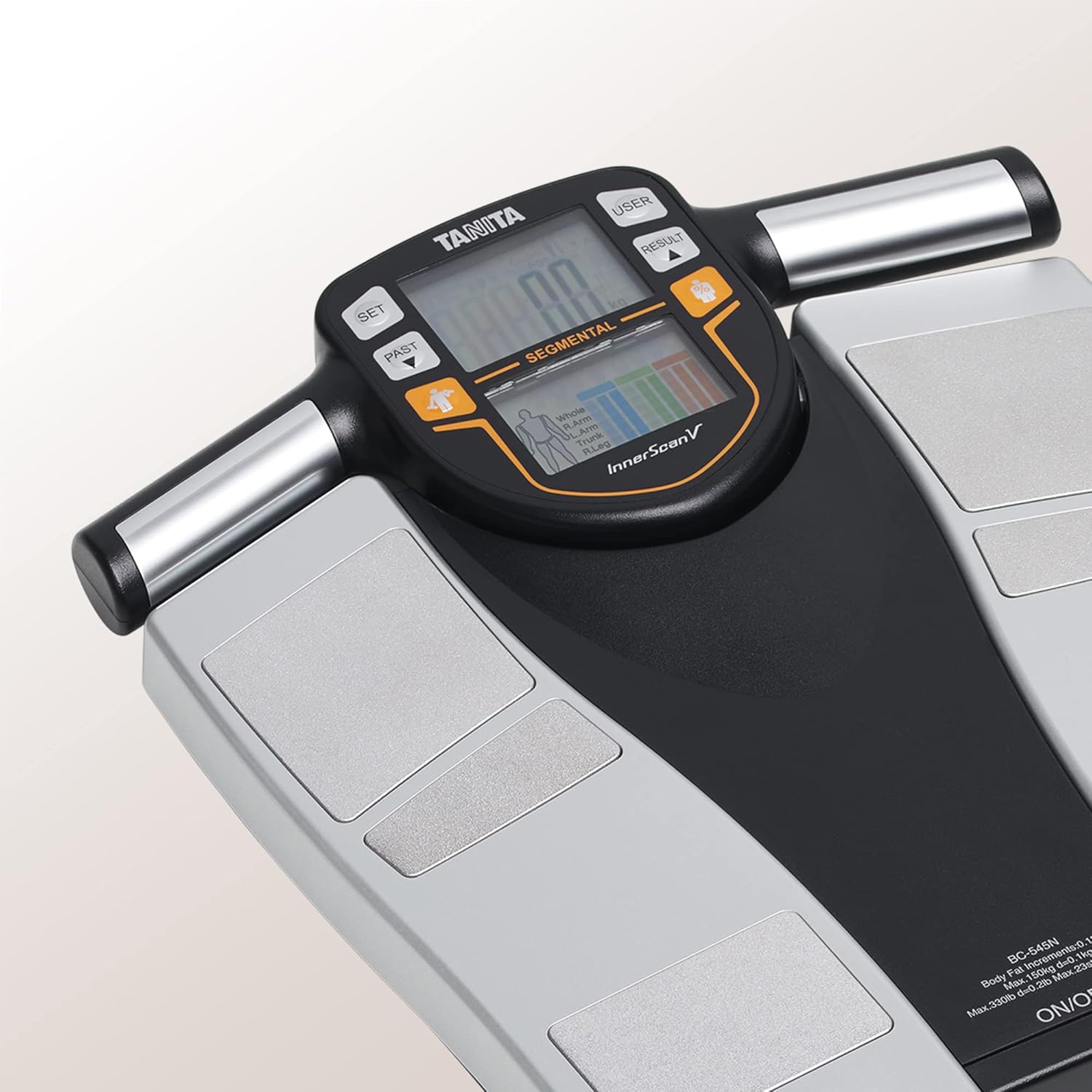 TANITA BC-545N Bilancia di composizione corporea segmentale Valori misurati per parte del corpo su display 10 misurazioni Argento | Confezione da 1