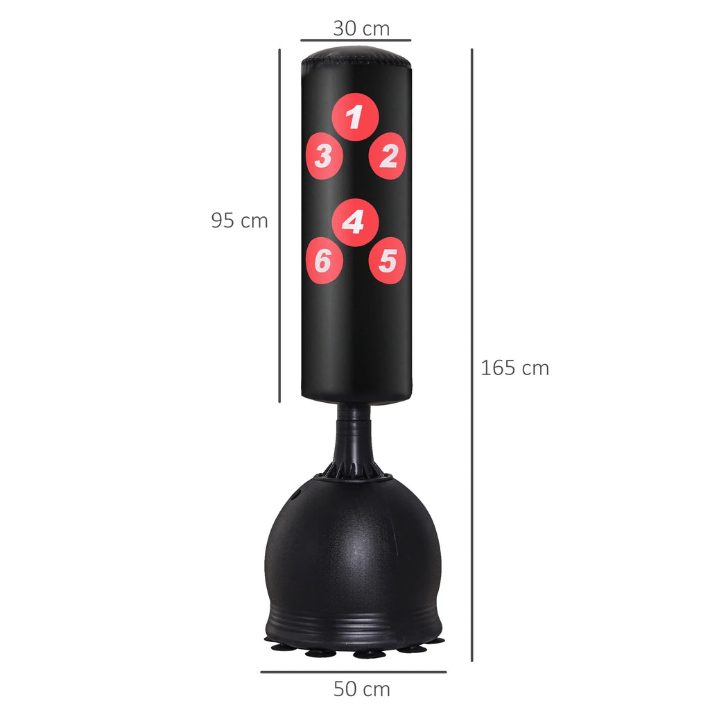 HOMCOM Sacco da Boxe Autoportante con Ventose e Sistema Reflex