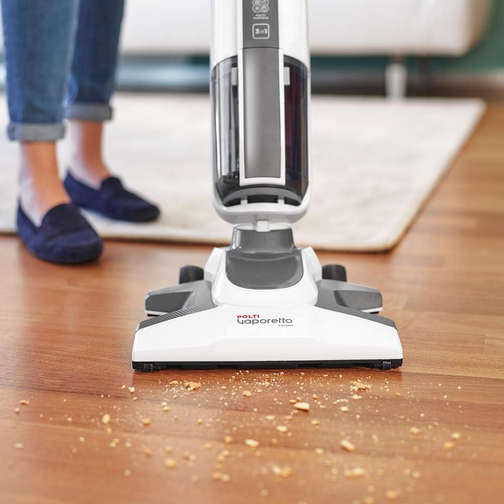 POLTI Vaporetto 3 Clean PTEU0295, Dampfsauger, ttet und beseitigt 99,9%* der Viren, Keime und Bakterien, Weiss, 1800 W