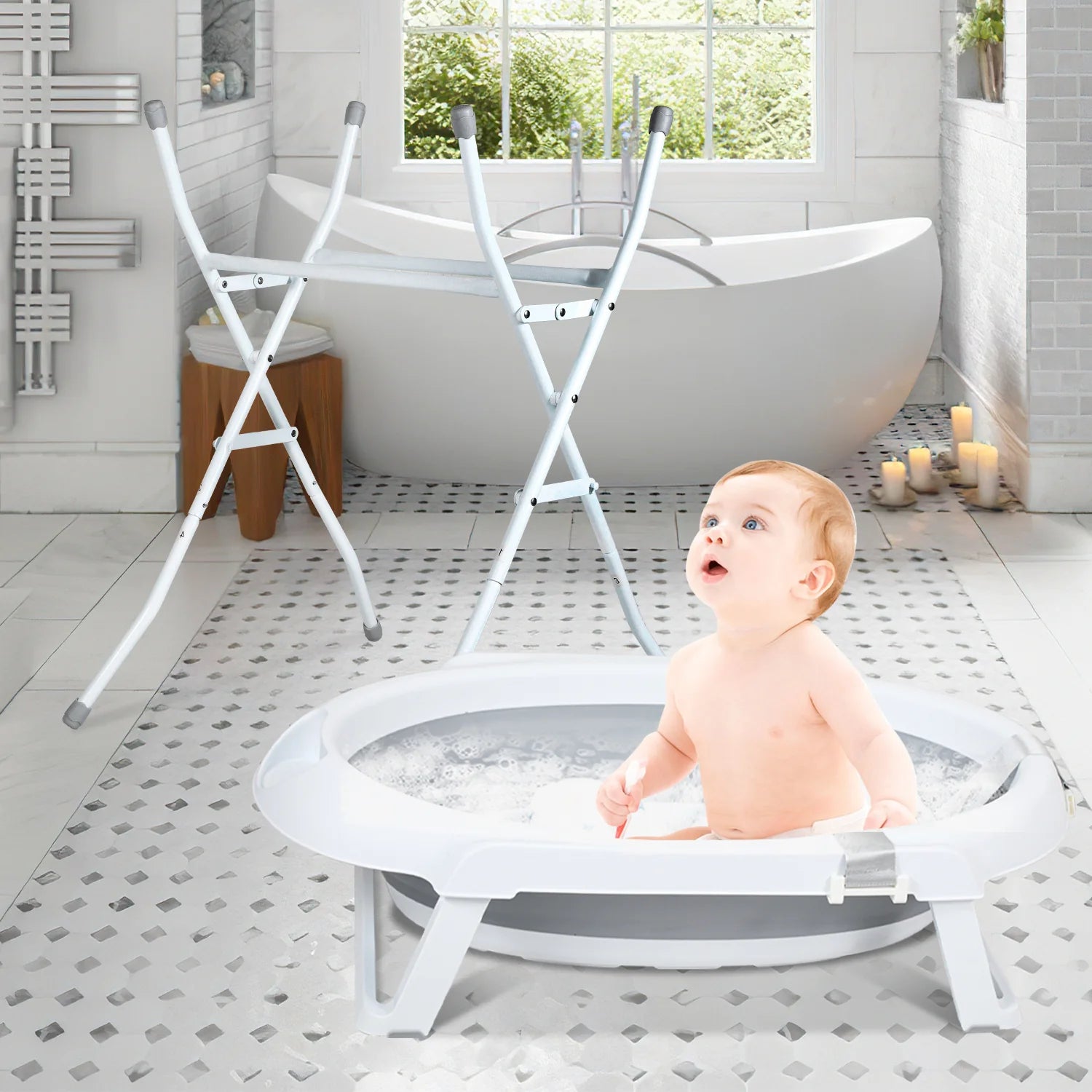 Sonnewelt Babywanne mit Stnder Faltbare mit Thermometer