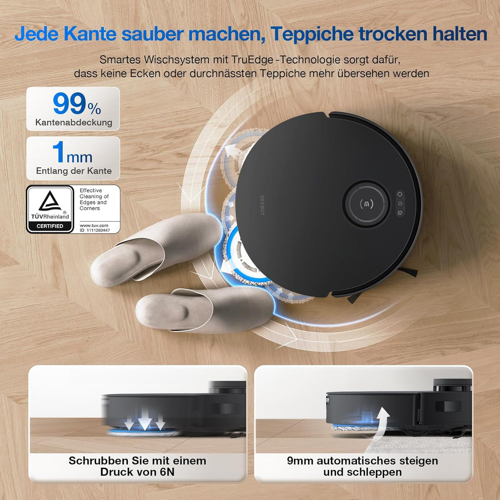 ECOVACS DEEBOT T30S Combo Robot aspirapolvere con funzione di lavaggio e aspirapolvere portatile a batteria, stazione di pulizia tutto in uno, 11000Pa, tecnologia ZeroTangle, pulizia dei bordi TruEdge, lavaggio del mop con acqua calda