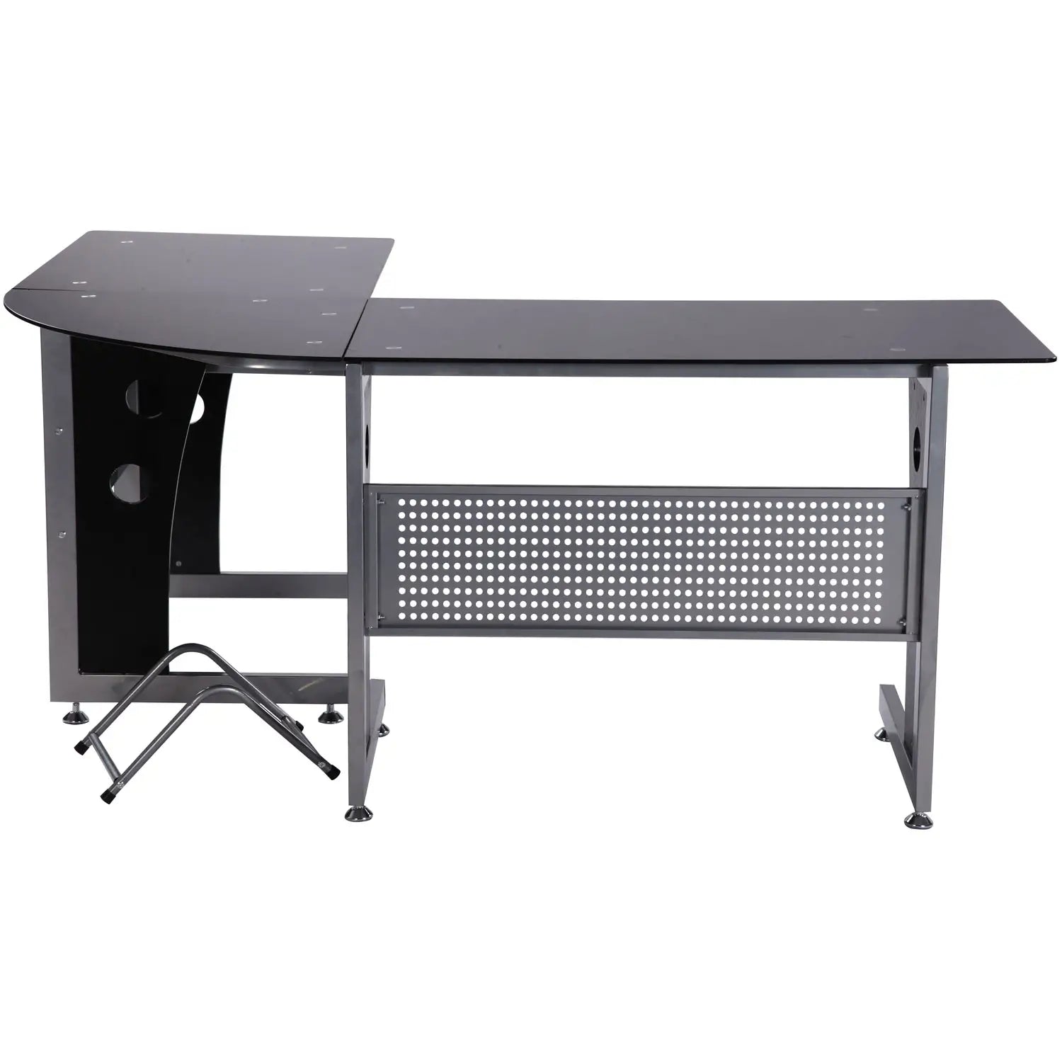 HOMCOM Scrivania angolare a L con vassoio per tastiera e supporto per PC tower