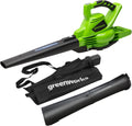 Greenworks 40V Soffiatore Assiale a Batteria con Cruise Control, 177 km/h, 11,05 m³/min, Sacco di Raccolta da 45L, due Batterie da 2Ah e Caricabatterie, 3 Anni di Garanzia GD40BVK2X