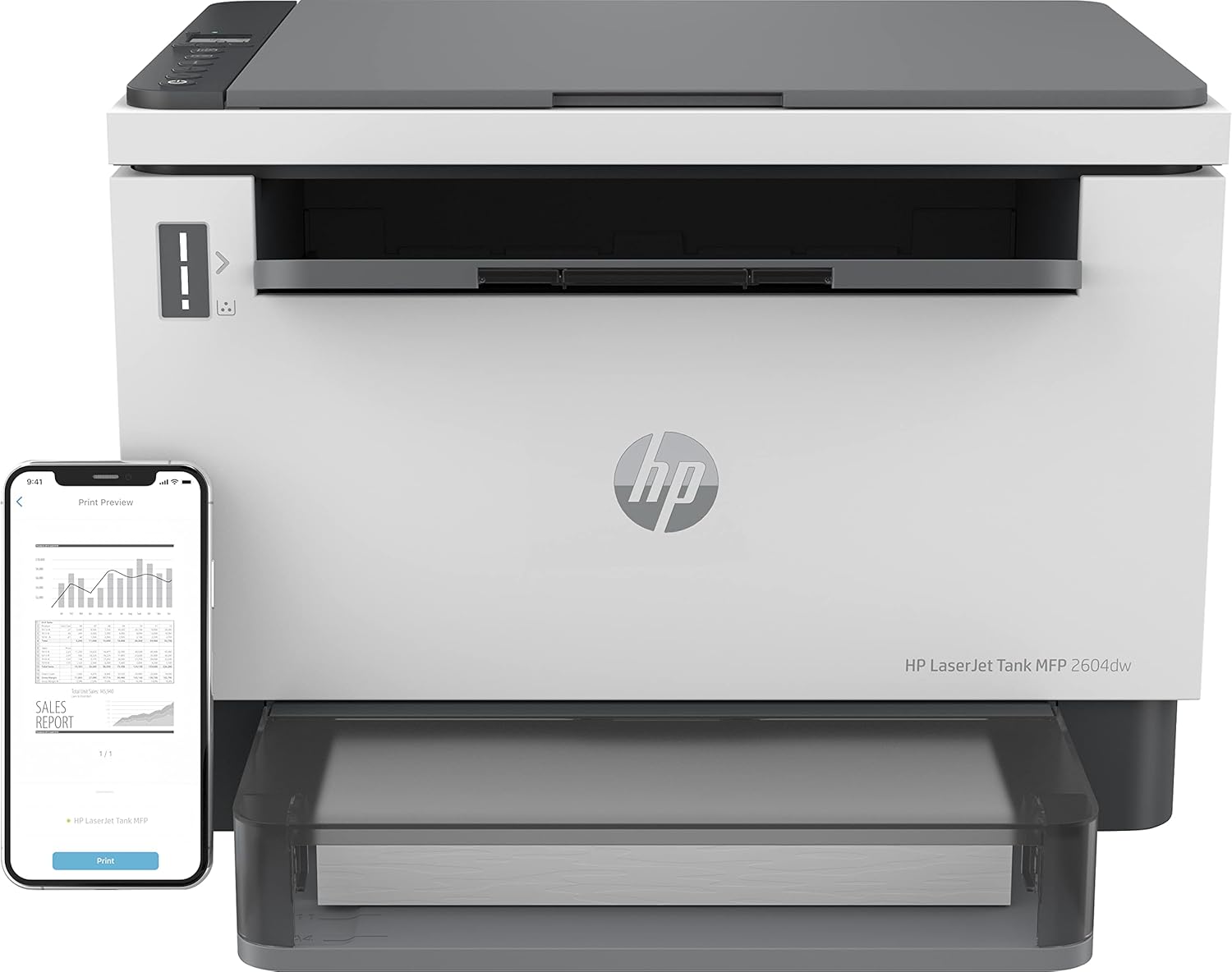 HP Laserjet Tank MFP 2604dw Laserdrucker, Drucker, Scanner, Kopierer, HP Smart App, inklusive Original HP Toner für bis zu 5000 Seiten, 23 Seiten/Min, beidseitig drucken, bis 600 x 600 DPI, Monochrom