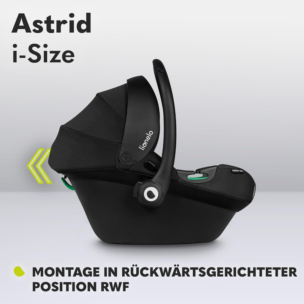 LIONELO ASTRID i-Size SET Seggiolino Auto con Base 40-87 cm Ovetto ISOFIX, Cinture a 3 Punti, Protezione Laterale, Riduttore Dri-Seat, i-Size R129