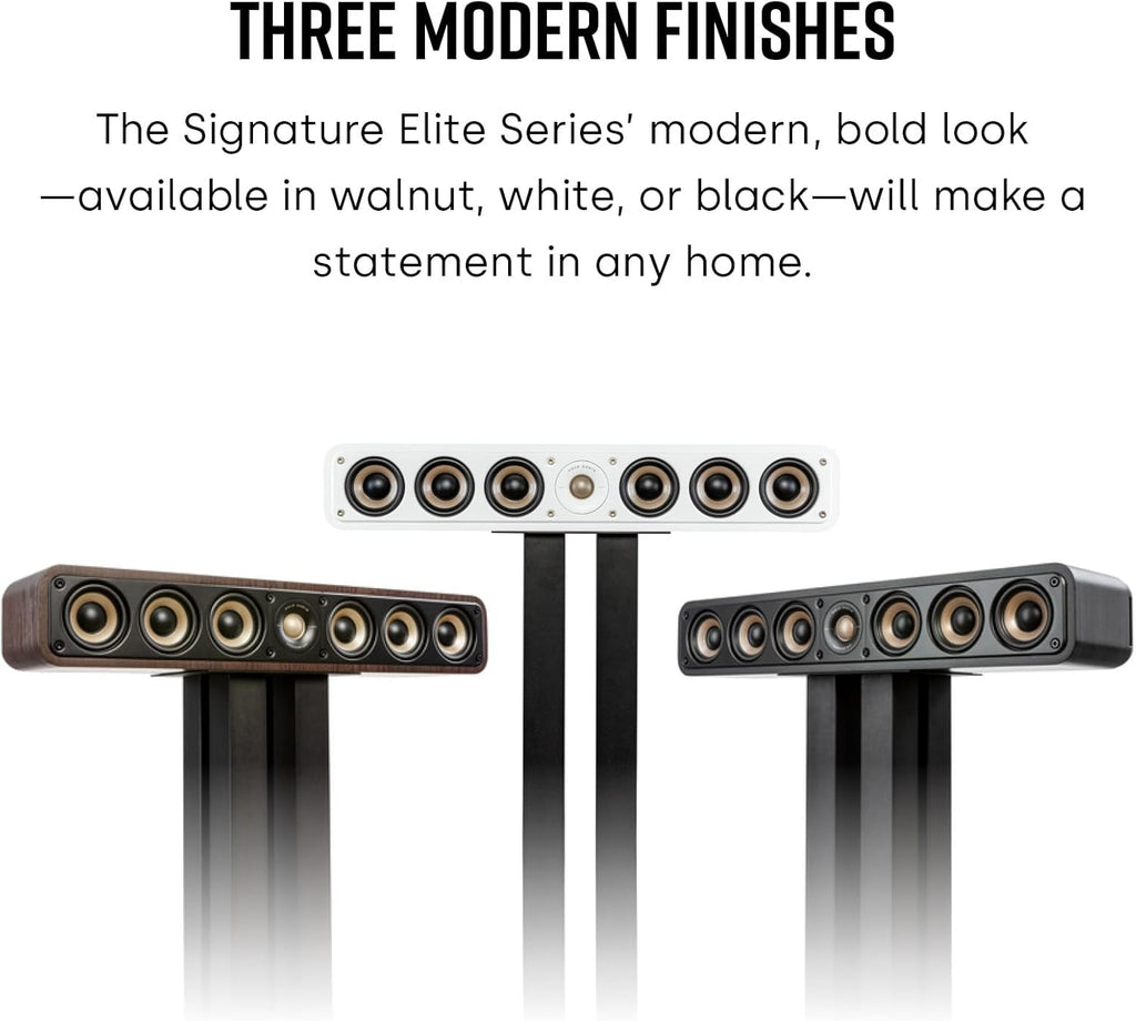 Polk Audio SIGS35CELWT Signature Elite ES35 Altoparlante centrale, altoparlante centrale sottile ad alta risoluzione, certificato Hi-Res, compatibile con Dolby Atmos e DTS:X, bianco