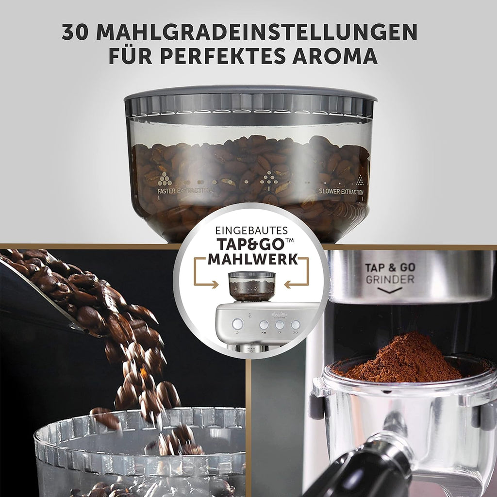 Breville Barista Max Macchina da caffè con braccio per espresso | Macchina da caffè espresso con macinacaffè integrato e montalatte | Serbatoio dell'acqua da 2,8 l | Pompa italiana da 15 bar | Acciaio inossidabile [VCF126X]