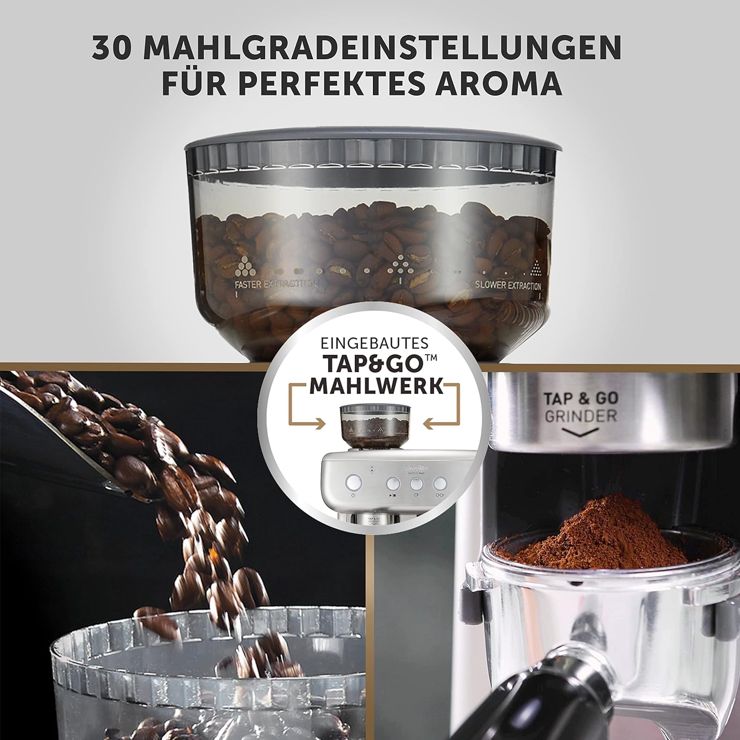 Breville Barista Max Macchina da caffè con braccio per espresso | Macchina da caffè espresso con macinacaffè integrato e montalatte | Serbatoio dell'acqua da 2,8 l | Pompa italiana da 15 bar | Acciaio inossidabile [VCF126X]