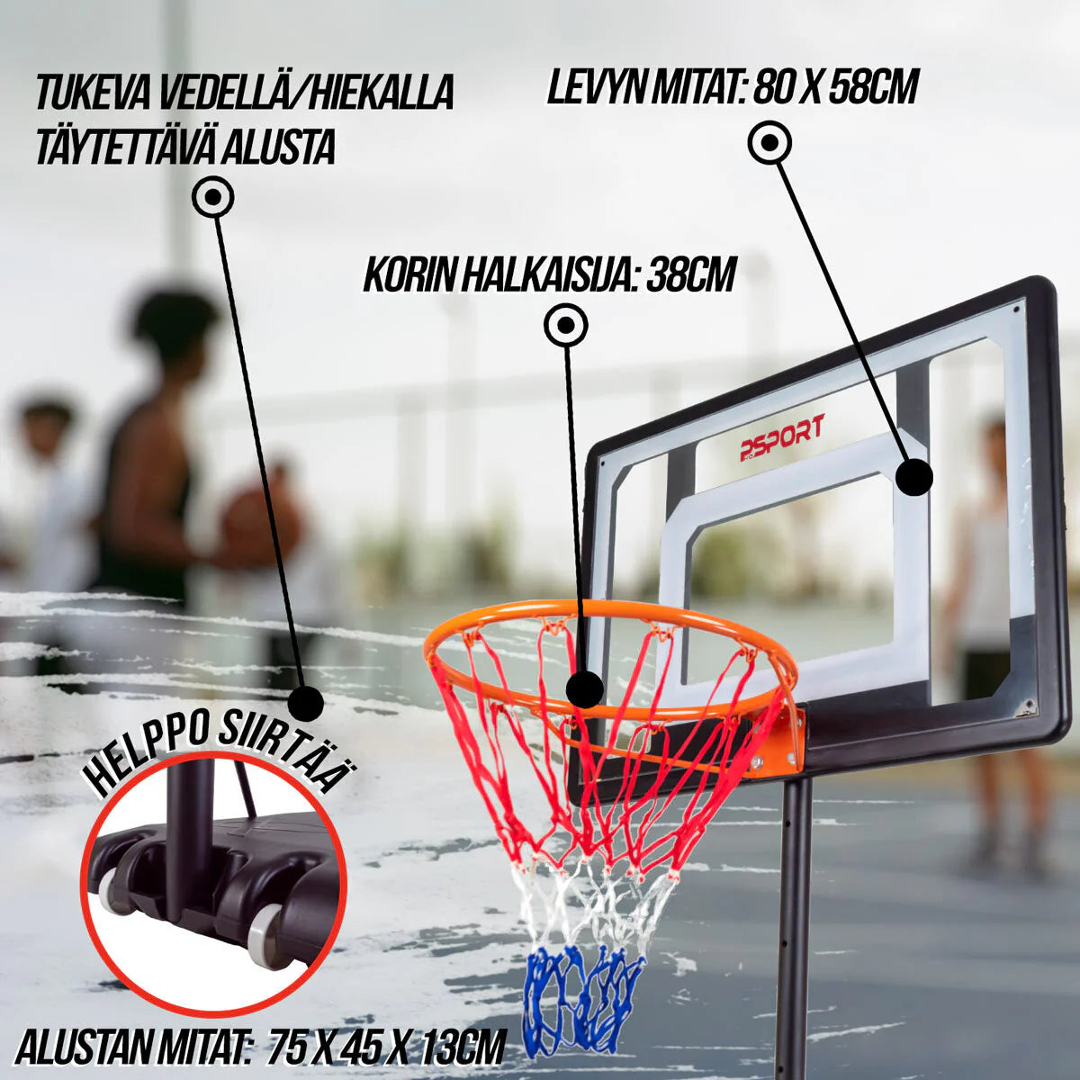 ProSport Basketballkorb Kinder 1,6-2,1m