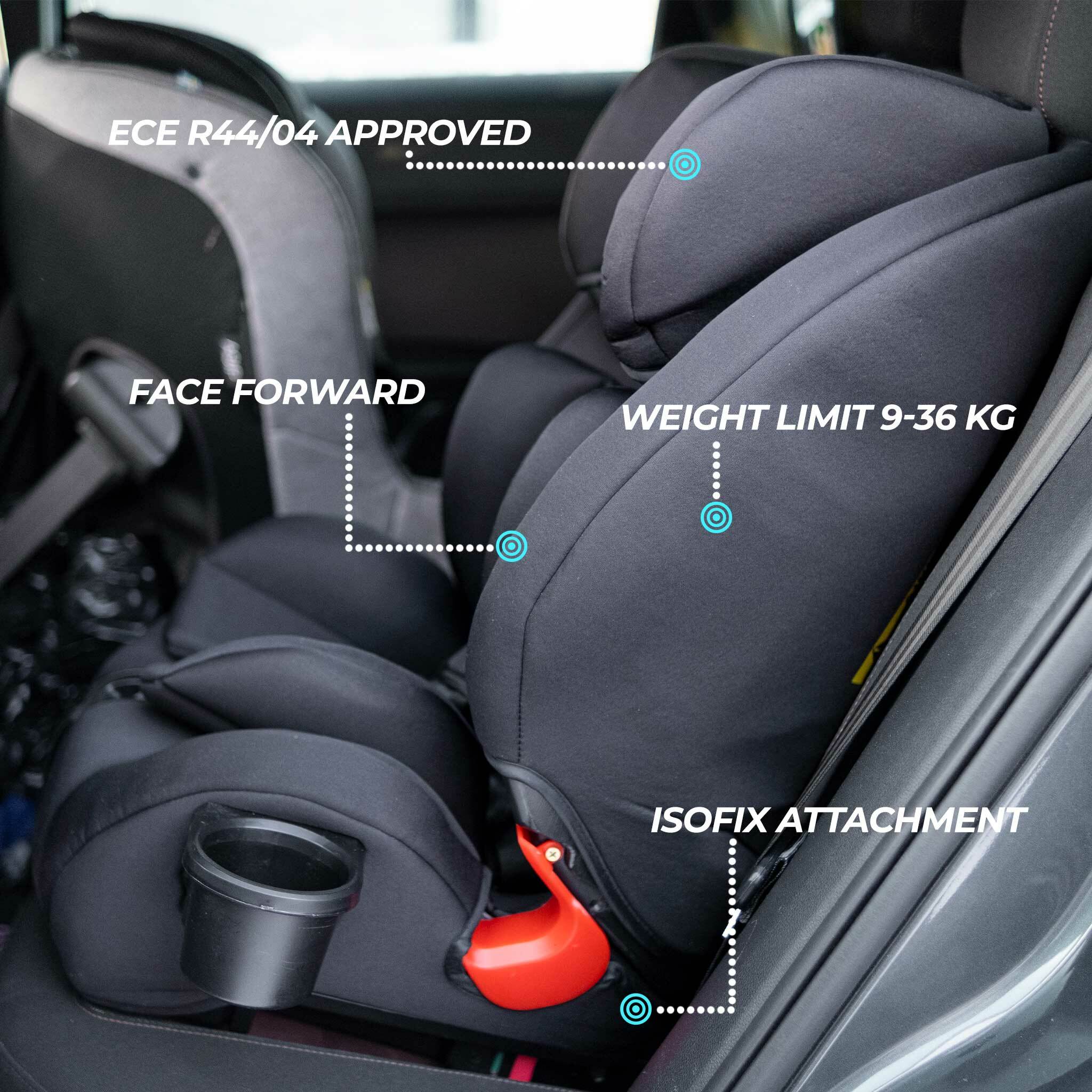 Kikid Kindersitz Premium, ISOFIX, 9-36 kg Black Edition