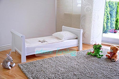 Marsell Lettino per Bambini con Materasso in Schiuma Aloe Vera, Protezioni per i Denti, Regolabile in Altezza, Convertibile in Letto Junior, Colore Bianco