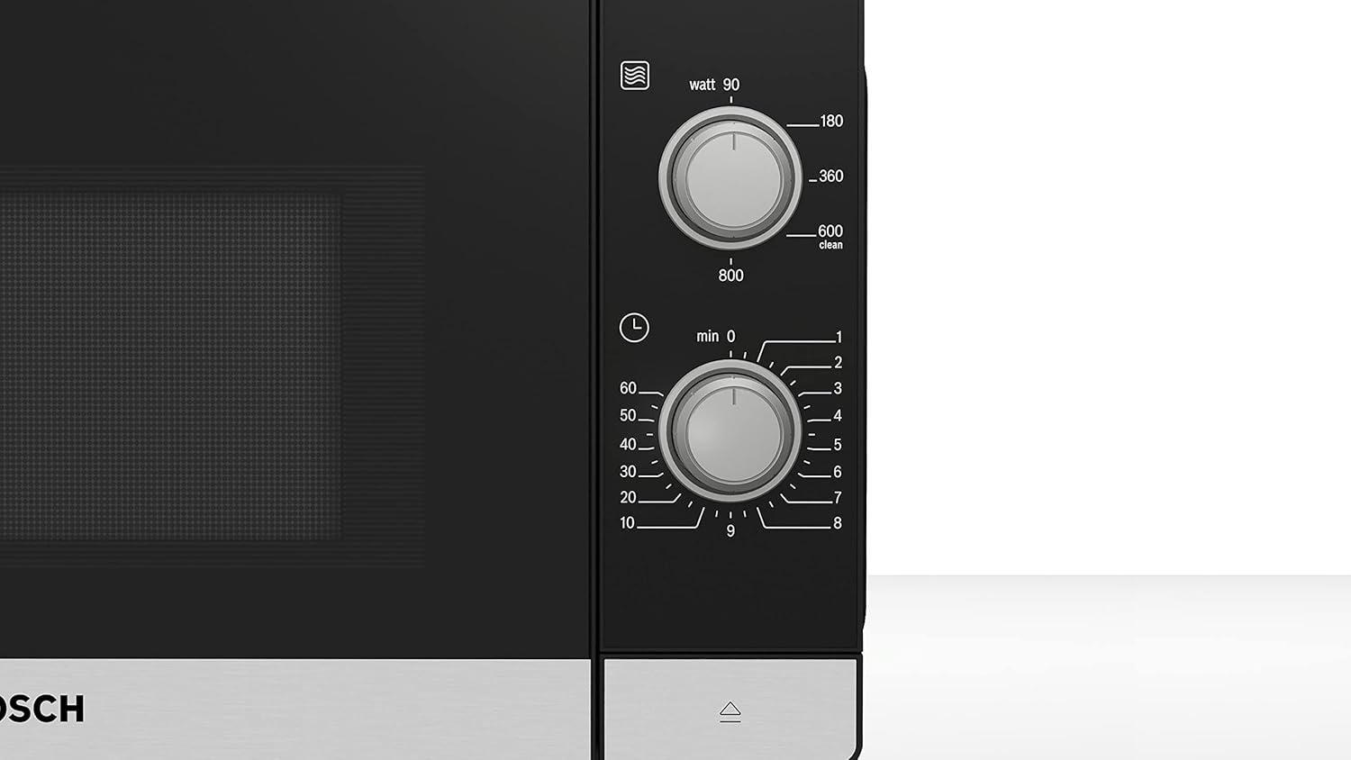 Bosch FFL023MS2 Serie 2 Microonde, 26 x 44 cm, 800 W, Piatto girevole 27 cm, Cerniera porta a sinistra, AutoPilot 7 Programmi automatici, Supporto per la pulizia, Display LED touch, Acciaio inossidabile