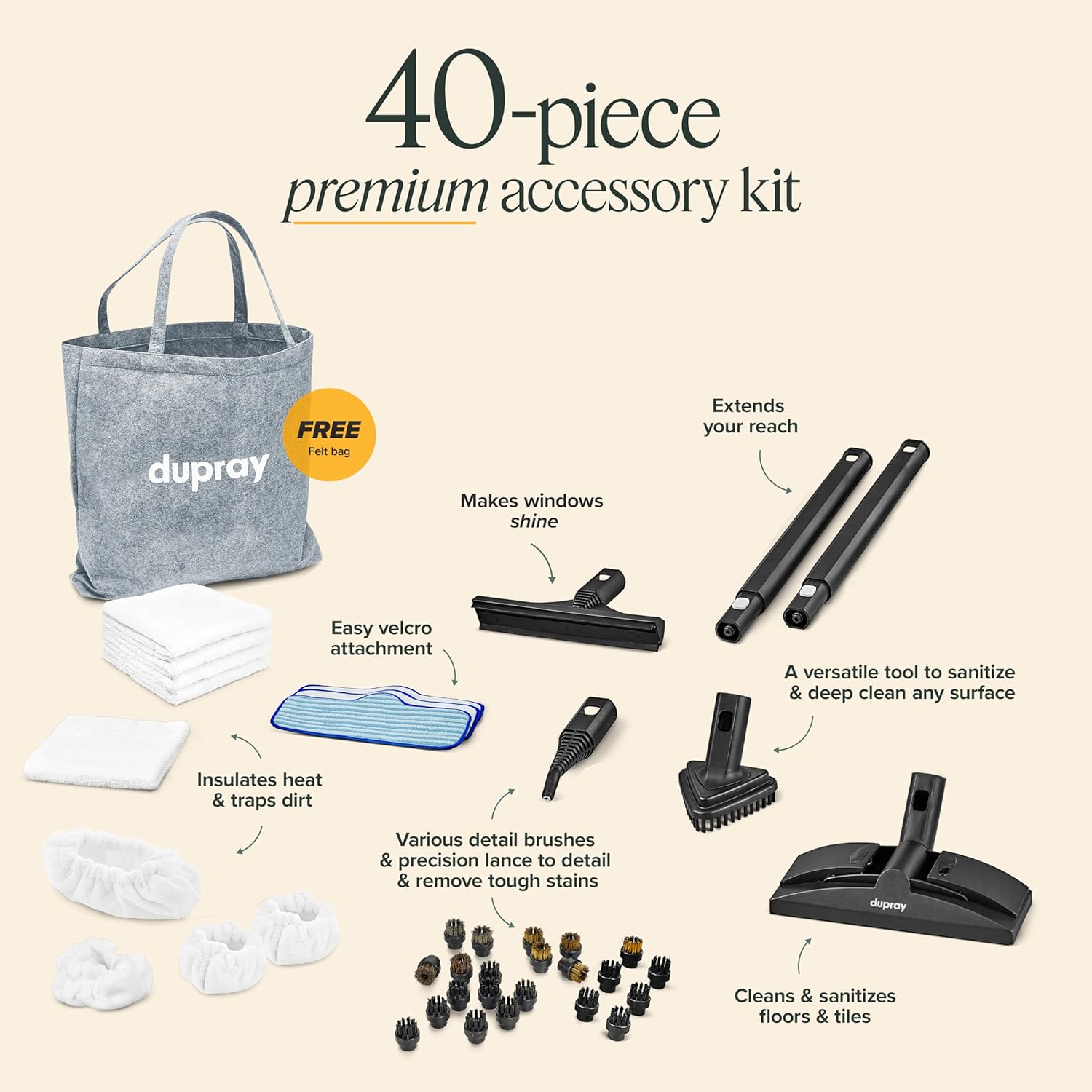 Dupray Neat Steam Cleaner, Multiuso, per la casa: pavimenti, mobili, auto e altro (Steam Cleaner Spina UE)