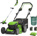 Greenworks 48V (2x24V) Selbstfahrender Akku Rasenmäher für große Flächen bis zu 480m², 46cm Schnittbreite, 55L Sack PLUS zwei 4Ah-Akkus und Doppelladegerät GD24X2LM46SPK4X