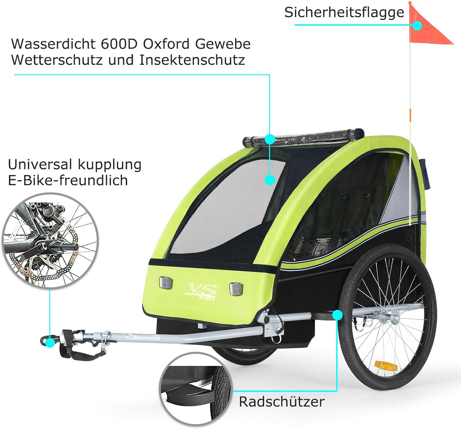 Tiggo VS 2 in 1 Rimorchio per bambini Rimorchio per bici Rimorchio con set passeggino Jogger 50202
