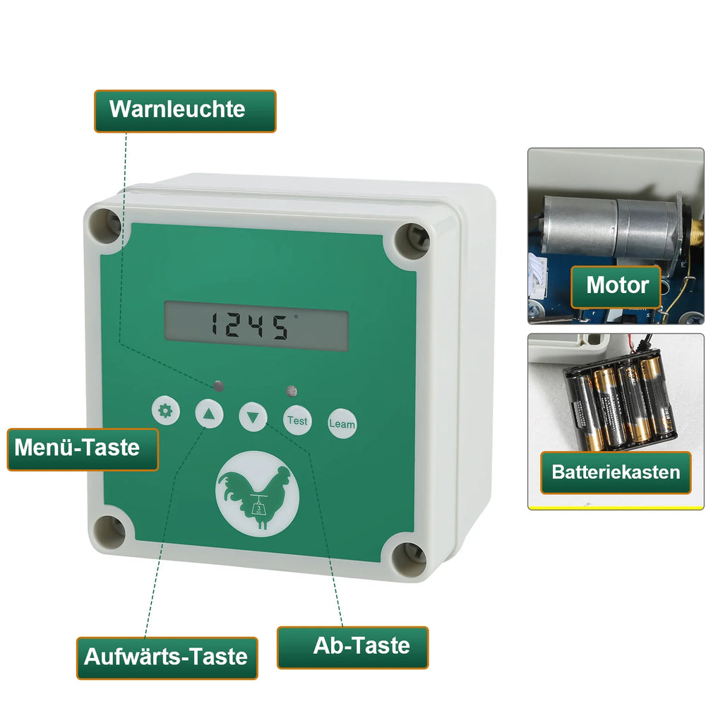 Sonnewelt Sportello Automatico per Pollaio, Display LCD con Sensore di Luce e Funzione Timer