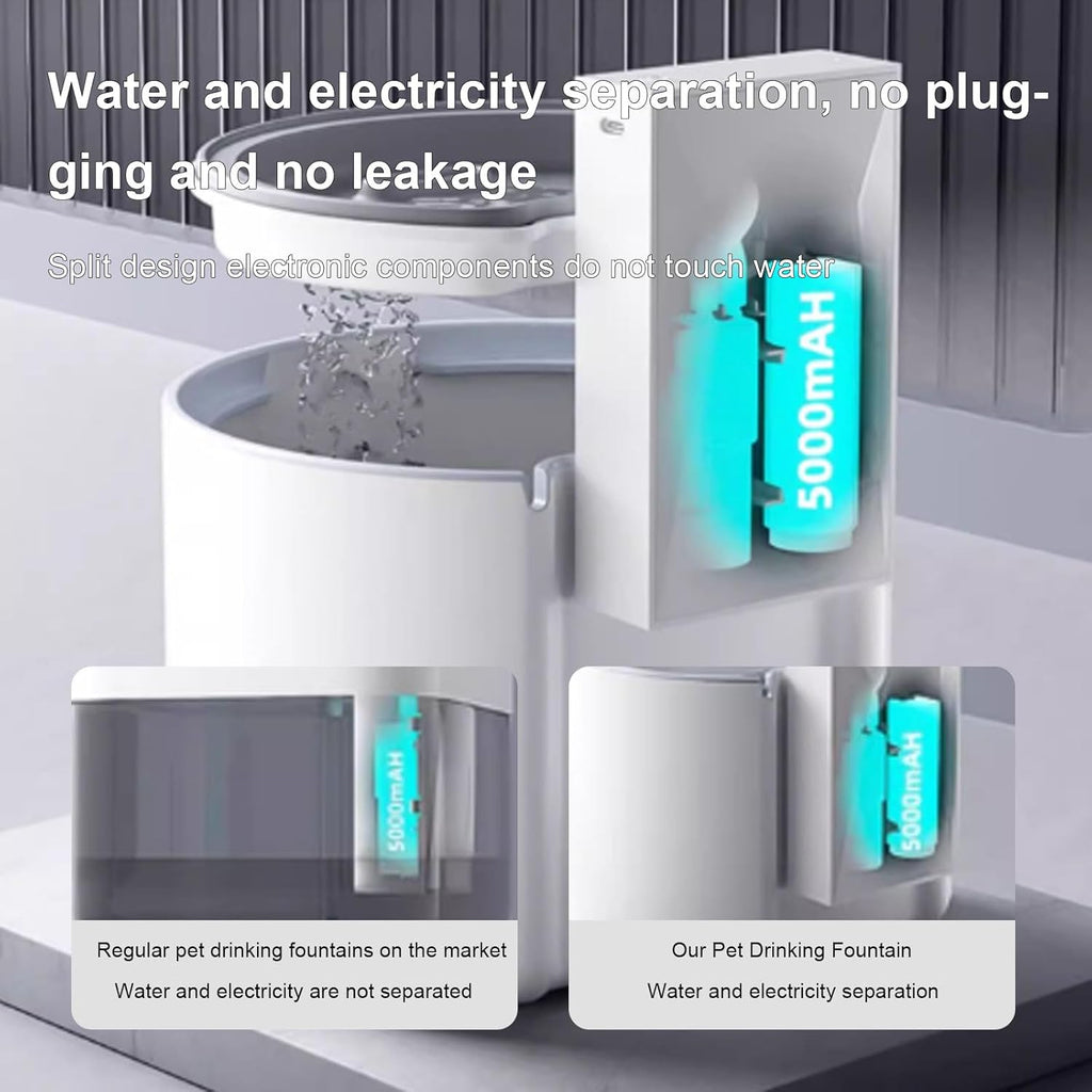 PJDDP Kabelloser Katzenbrunnen, Leiser Trinkbrunnen Für Katze, 2.2L Trinkbrunnen Für Katze Keramik Trinkbrunnen Schüssel Für Katze Und Hunde,Schwarz,3000mAh