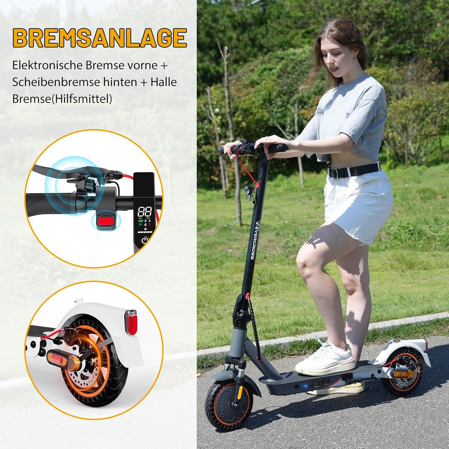 Monopattino elettrico Evercross EV85F ABE con motore da 400 W