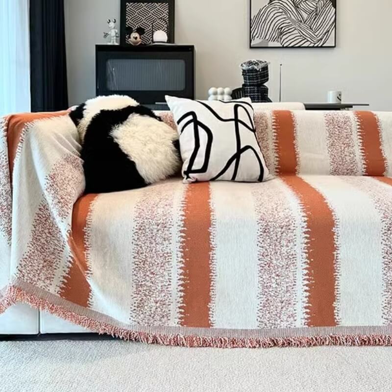 Modischer gestreifter Chenille-Schutzbezug für Sofas und Couch