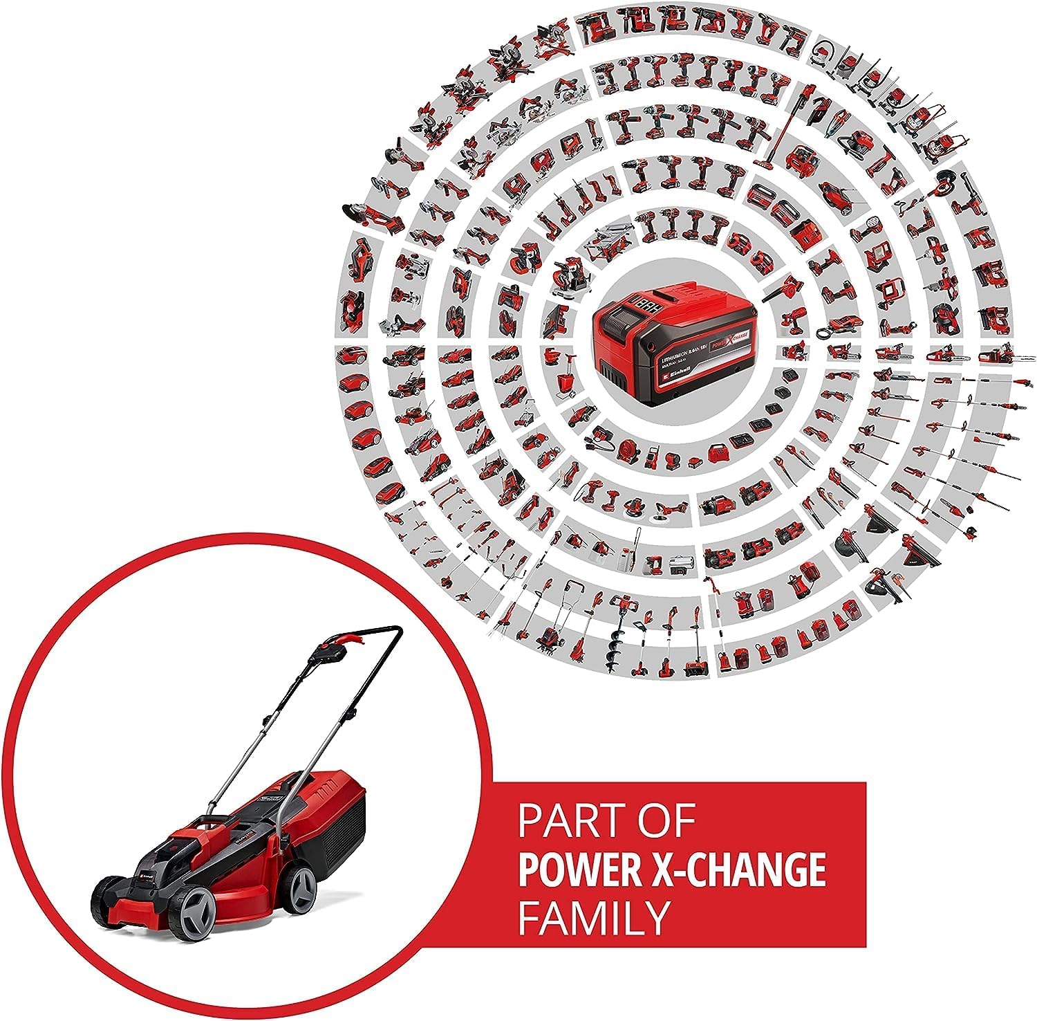 Einhell City Tagliaerba a batteria GE-CM 18/30 Li Kit Power X-Change (18 V, larghezza taglio 30 cm, fino a 150 m, Brushless, cesto di raccolta 25L, altezza taglio 30-70 mm, incl. batteria 3,0 Ah + caricabatterie)