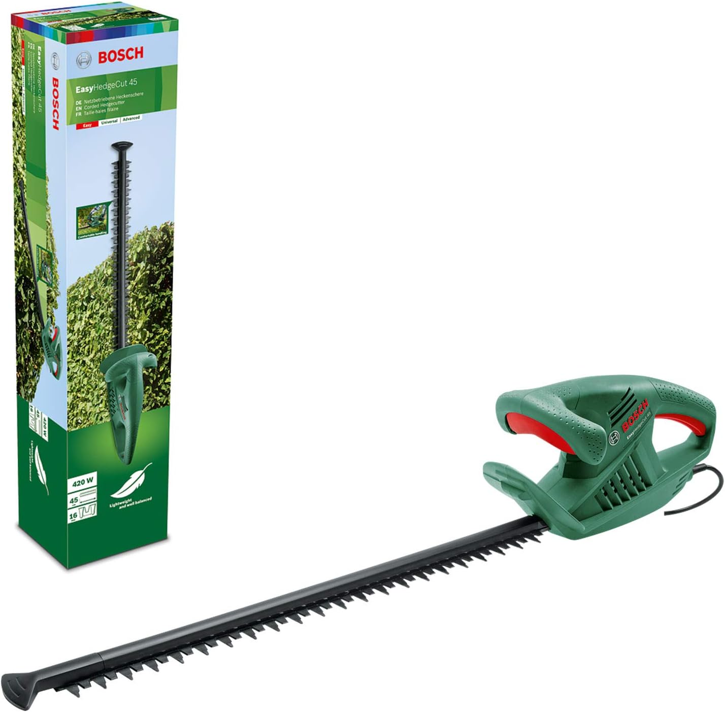 Bosch Tagliasiepi Elettrico EasyHedgeCut 45 (420 W, lunghezza lama 45 cm, in scatola di cartone)