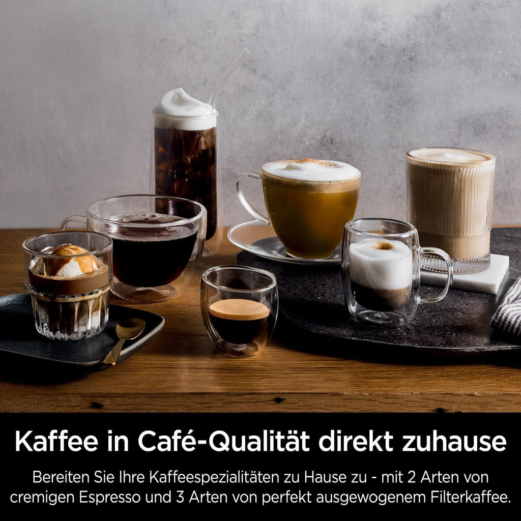 Ninja Luxe Essential Macchina da caffè 2-in-1 con macinacaffè e montalatte per latte, cappuccino ed espresso, facile da usare, 2 impostazioni predefinite per la schiuma, argento, ES501EU