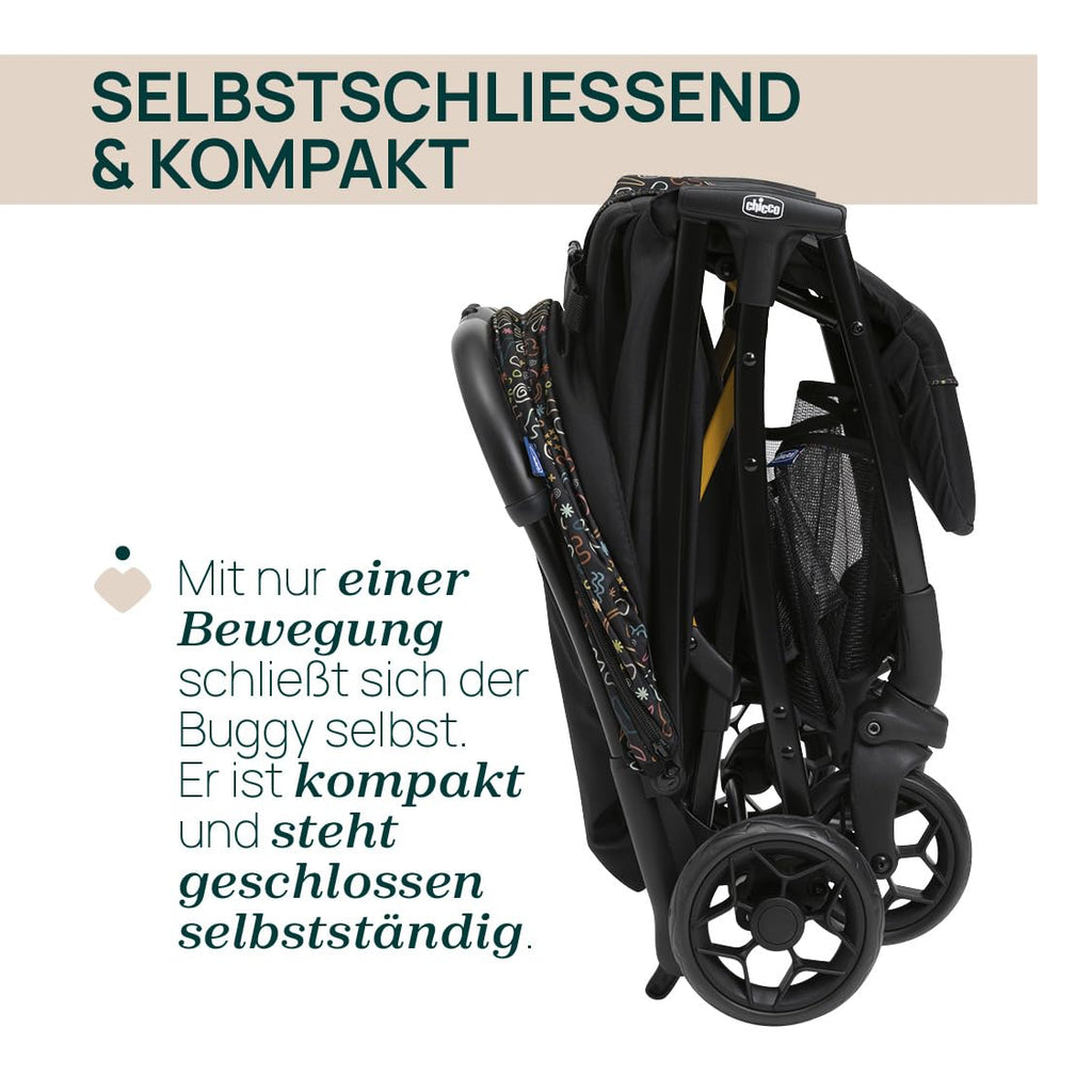 Chicco, Glee, Kinderwagen ab 0 Monate bis 4 Jahre, mit Automatik- und Kompaktverschluss, Ausziehbares Verdeck mit Lichtschutzfaktor 50+ und Regenschutz, 3-stufig verstellbare Rückenlehne, Beinauflage