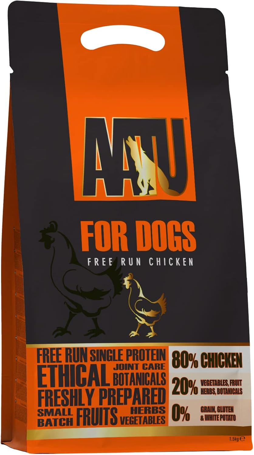 AATU Cibo Secco per Cani, Cibo Secco per Cani 80/20 con Pollo, Cibo per Cani Senza Cereali ad Alto Contenuto Proteico, Alimento Naturale per Cani Adulti di Tutte le Razze, 1,5 kg