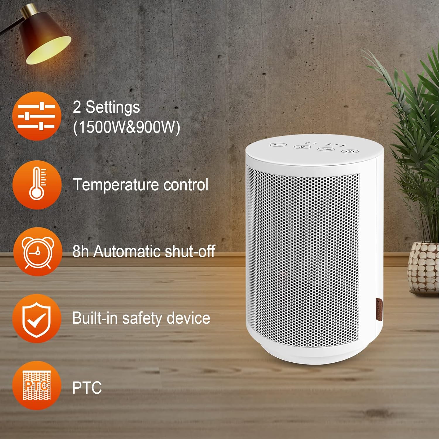 MYCARBON Stufetta Elettrica Bagno 900W/1500W Termoventilatore Basso Consumo Silenzioso con Termostato 8H Timer Oscillazione 60° Protezione Antiribaltamento e Surriscaldamento, Stufa Elettrica in Ceramica per Bagno Soggiorno