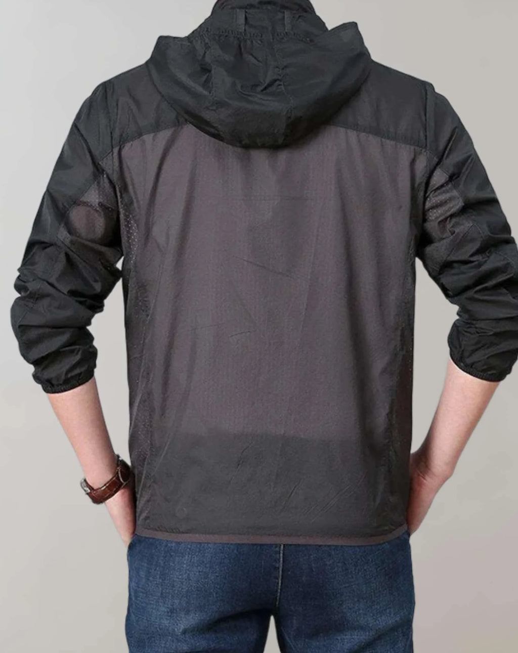 Giacca con cappuccio bicolore ad asciugatura rapida da uomo