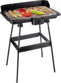Korona 46222 Elektro-Standgrill mit Rollen | 2400 Watt Elektrogrill | Geteilte XXL Grillfläche, geriffelt und glatt | mit Deckel und Temperaturanzeige