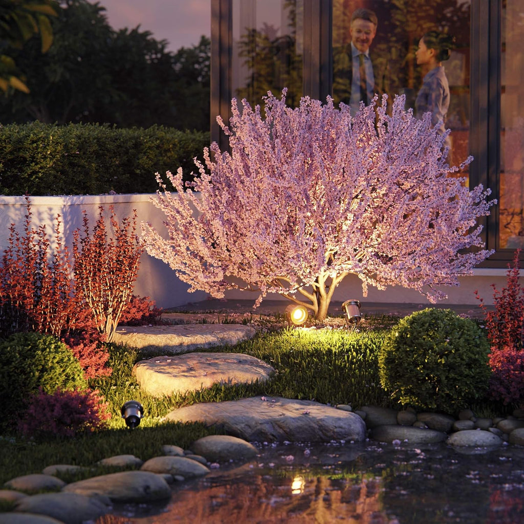 ledscom.de 4 Fari da giardino a LED MIBU con picchetto, da esterno, acciaio inox, senza lampadina