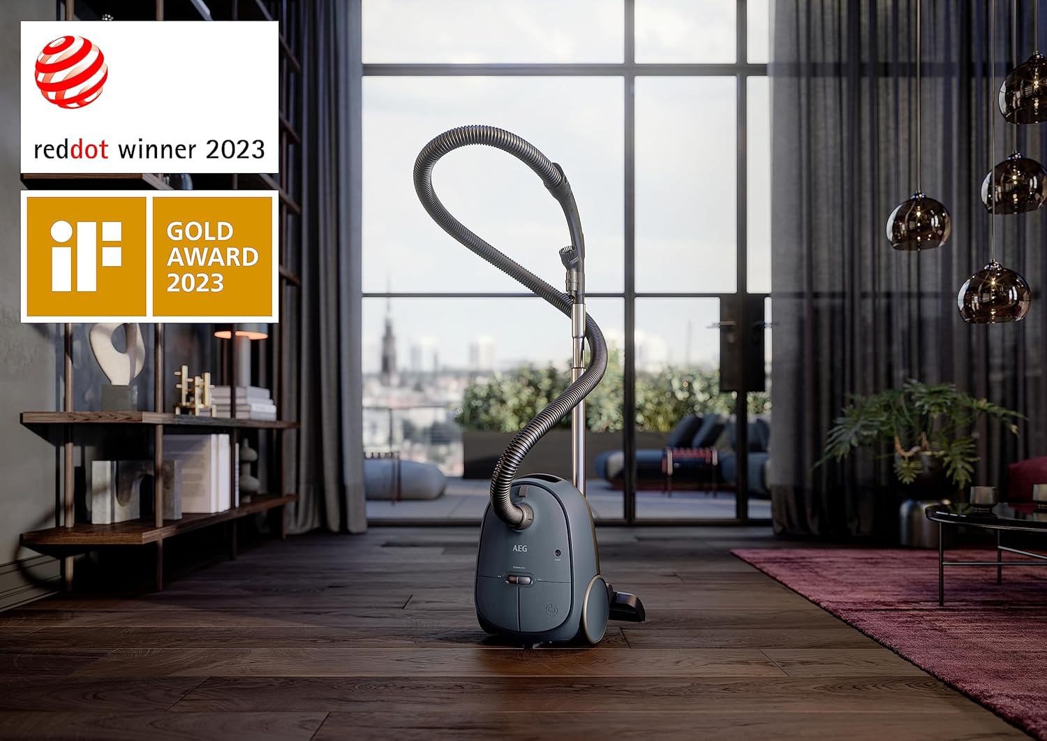 AEG CLEAN 6000 AB61C2DB Aspirapolvere con sacco / elevata potenza di aspirazione / include bocchetta per imbottiti / 50% plastica riciclata / ideale per proprietari di animali domestici / pulizia di tappezzeria / cavo da 12 m / 750 W / Blu