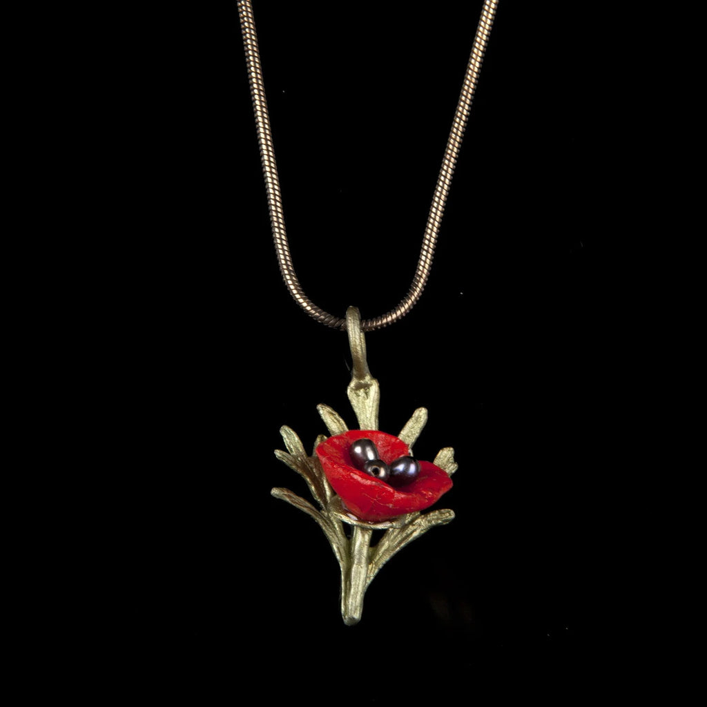 Mohnblume Kette mit Anhnger - Klein