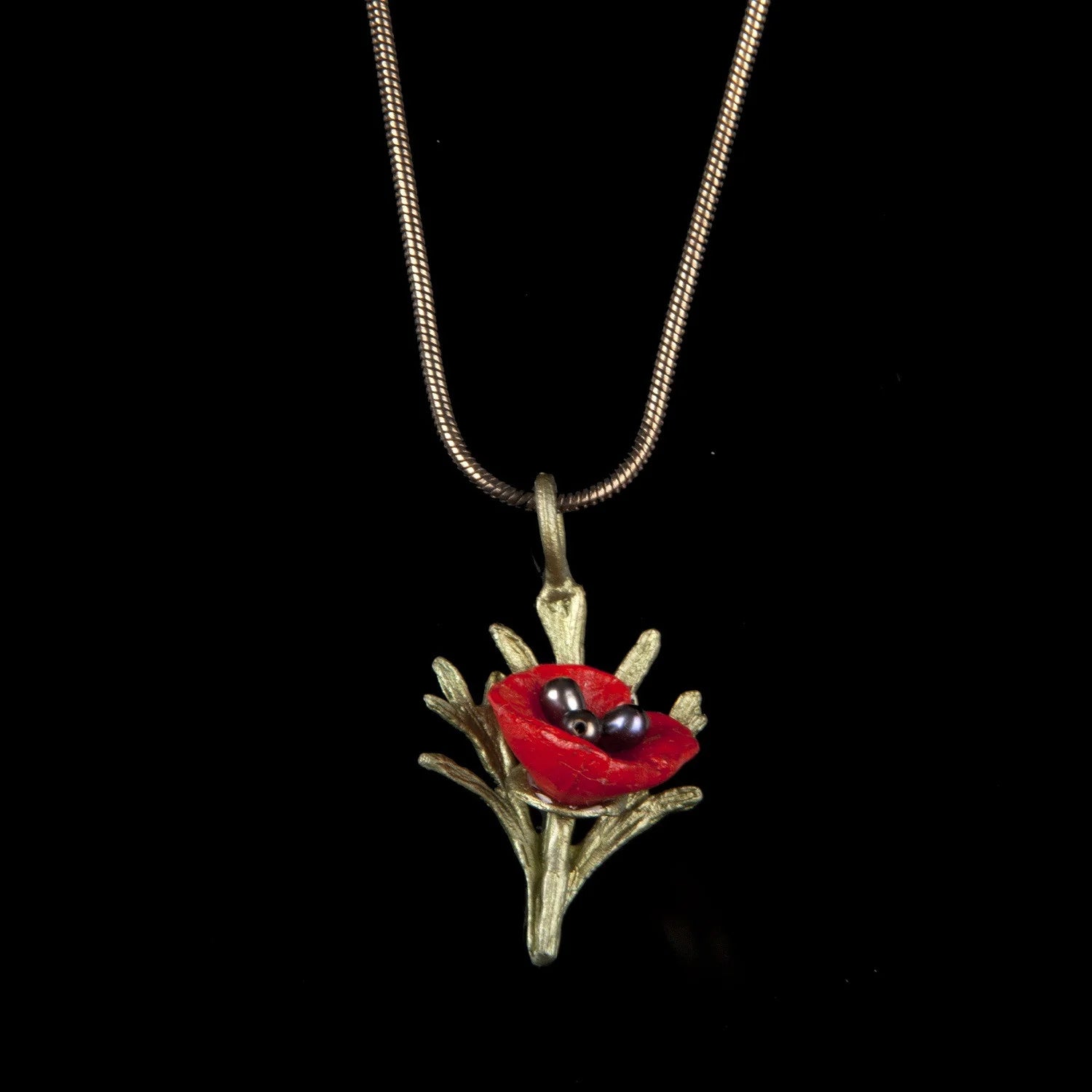 Mohnblume Kette mit Anhnger - Klein